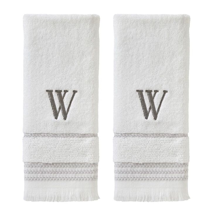 SKL Home By Saturday Knight Ltd Casual Monogram Hand Towel Set W - 2-Count - 16X26", White