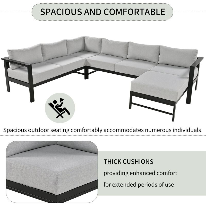 Mondawe 7-Piece U-Shaped Modular Sofa Set,Multi-Person Sectional Sofa Furniture For Patio & Garden