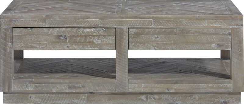 Herringbone Solid Wood Two Drawer Coffee Table