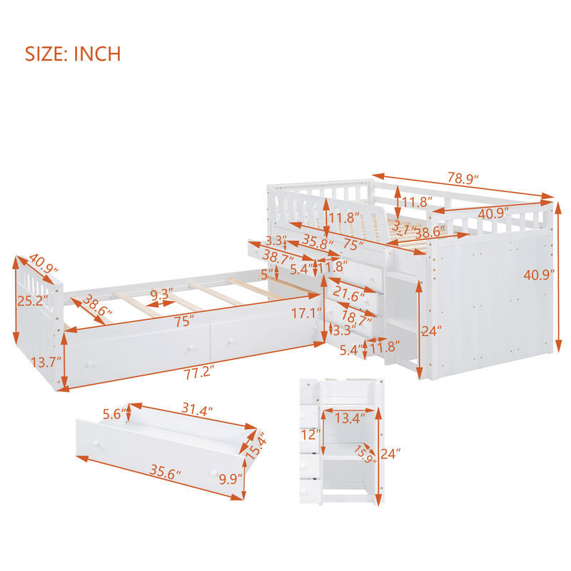 Merax L-shaped Loft Bed  with Platform Bed