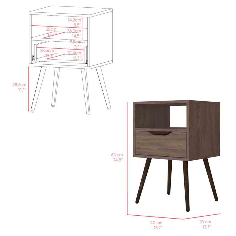 Nightstand Fugaz, Bedroom, Dark Walnut