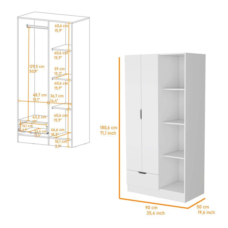 Cimarron 2-Door Armoire With Open Compartment White