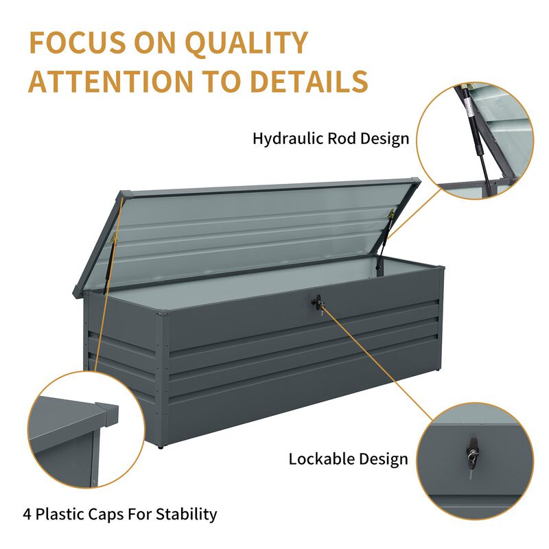 Mondawe 260 Gallon Weather-Resistant Metal Deck Box,Versatile Extra-Long Tabletop Storage Box
