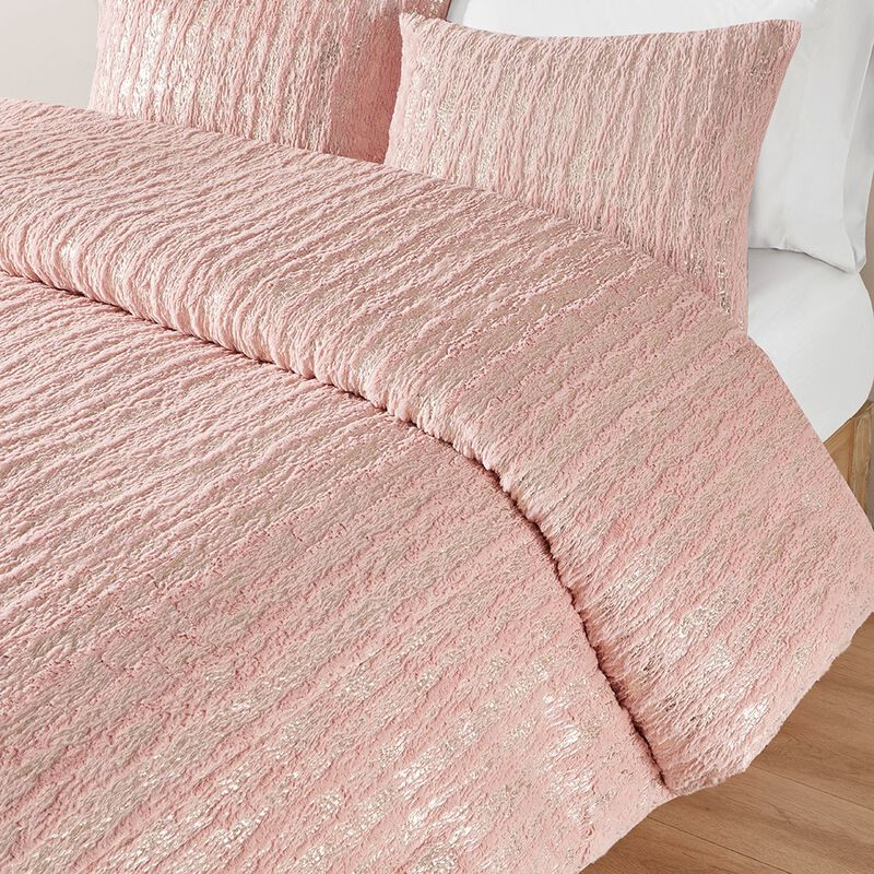 Gracie Mills Maelona Metallic Print Faux Fur Duvet Cover Set