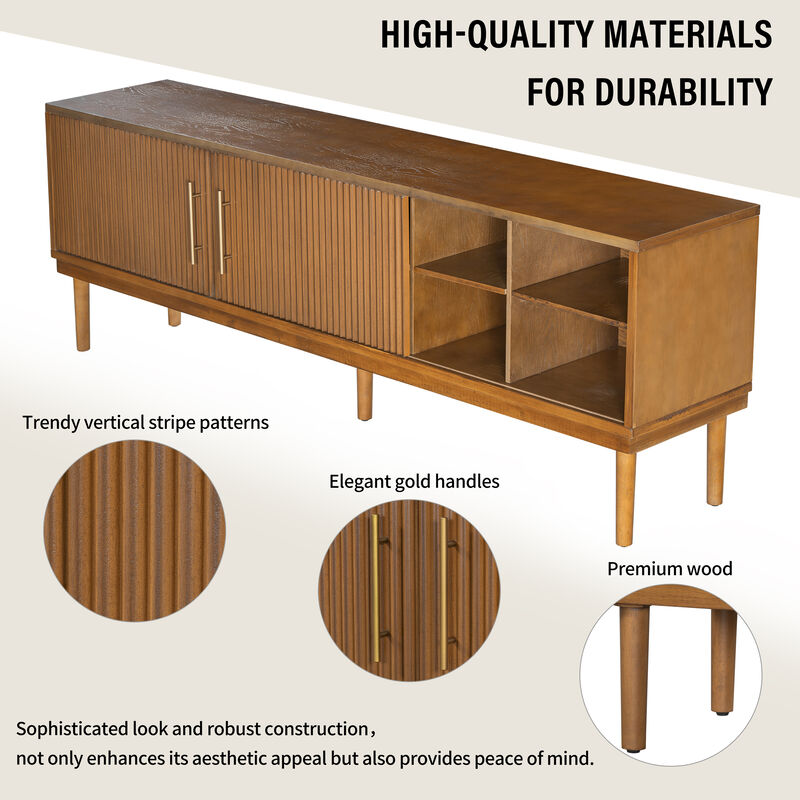 Merax Side Cabinet TV Stand with Sliding Doors