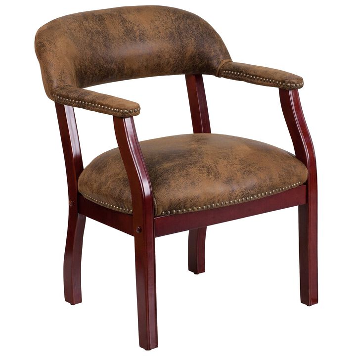 Flash Furniture Diamond Bomber Jacket Brown Luxurious Conference Chair with Accent Nail Trim