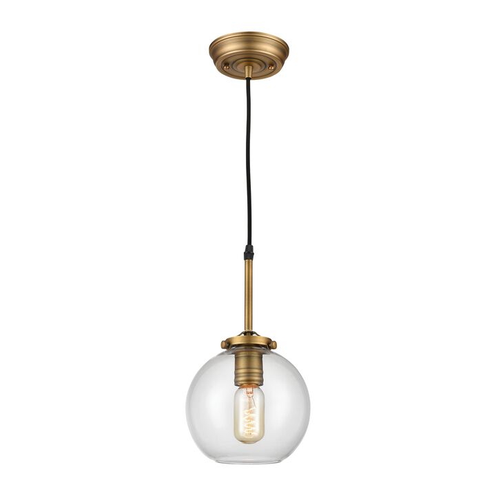 12.25" Aged Brass Finished Mountain Creek 1 Light Mini Pendant