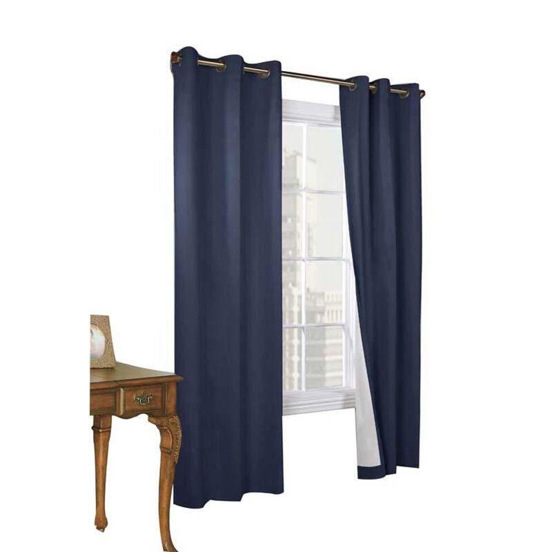 Commonwealth Thermalogic Weather Cotton Fabric Grommet Top Panel Pair - 80x63" - Navy
