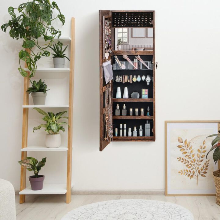 Hivvago Mirrored Jewelry Armoire with Full Length Mirror and 2 Internal LED Lights