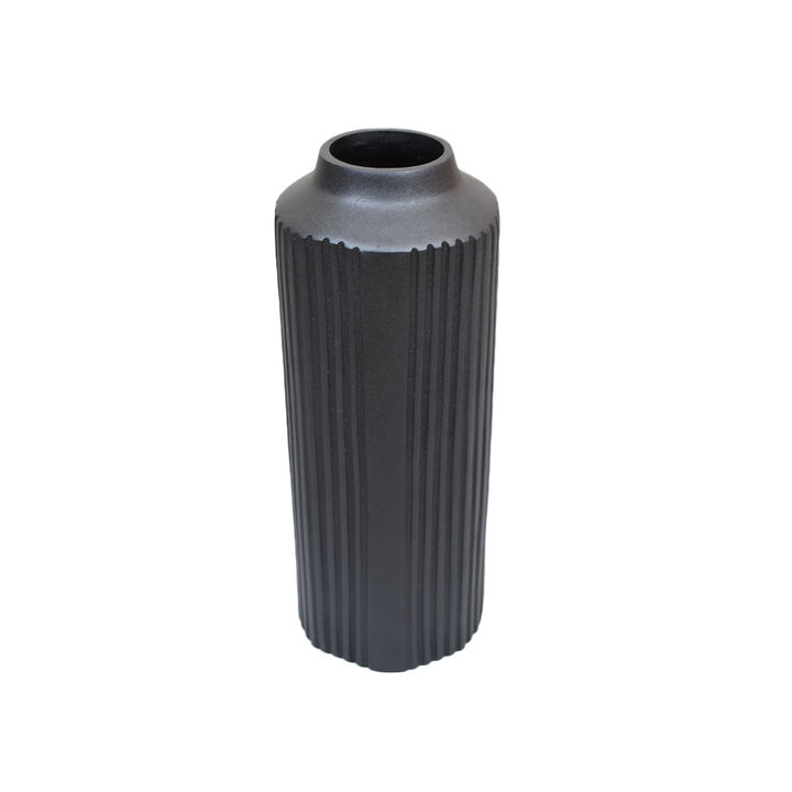 Handmade Aluminium Geometric Black Cylinder Vase For Indoor & Outdoor Use BBH Homes