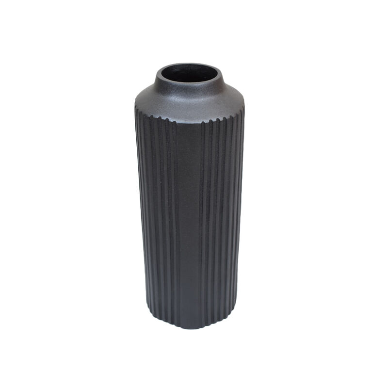 Handmade Aluminium Geometric Black Cylinder Vase For Indoor & Outdoor Use BBH Homes