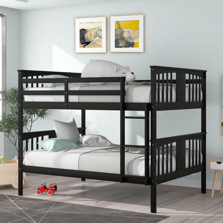 Full Over Full Bunk Bed With Ladder For Bedroom, Guest Room Furniture
