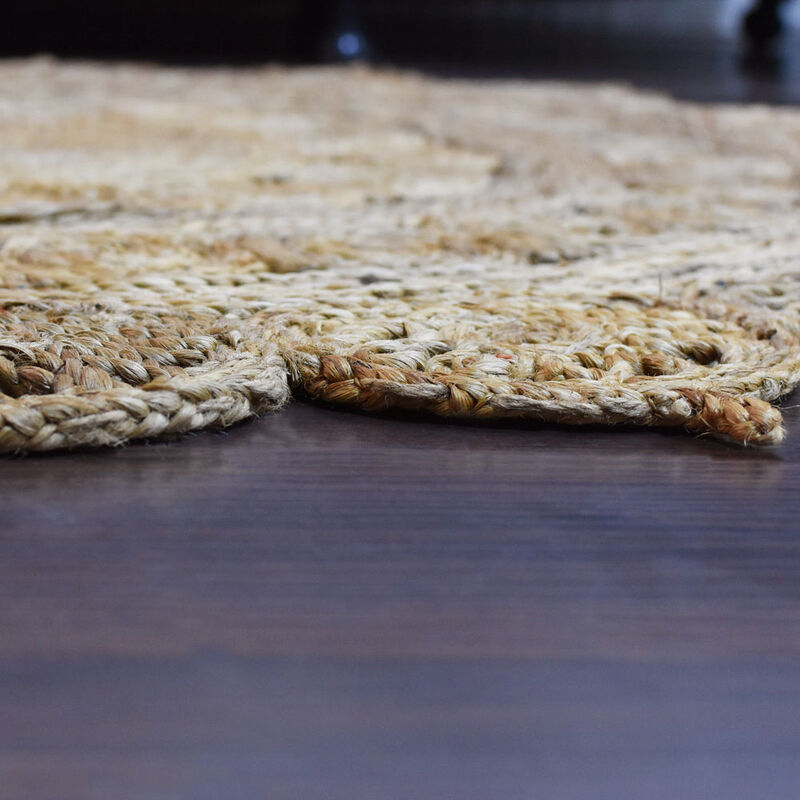 HAND WOVEN JUTE ECO-FRIENDLY Oriental AREA RUGS  - 6'7''x6'7'', Round Shape, Beige Color, Oriental, High Pile, Natural Fiber, Outdoor Indoor Handmade Area Rugs for Living Room, Bed Room (J00004)