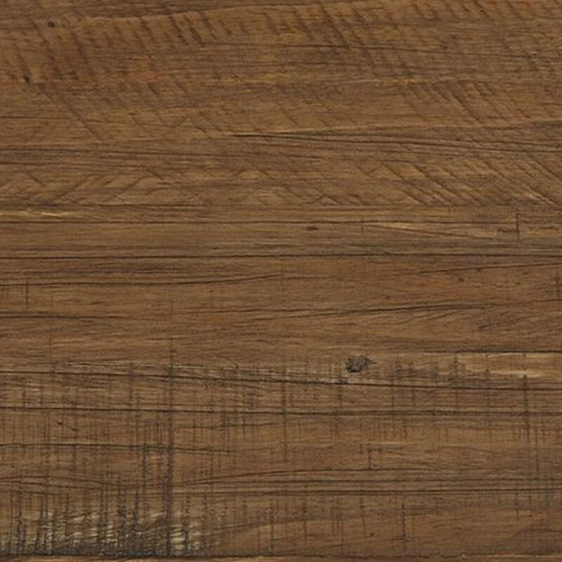 Ack Round Cocktail Coffee Table, Block Legs, 40 Inch Brown Pine Wood - Benzara