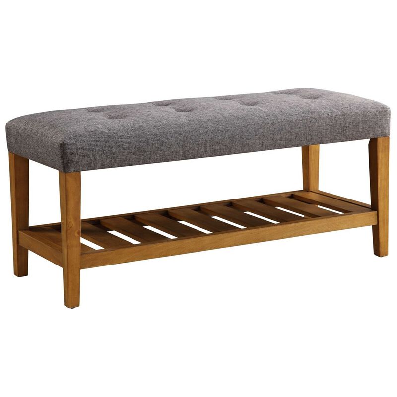Wooden Bench, Gray & Oak-Benzara