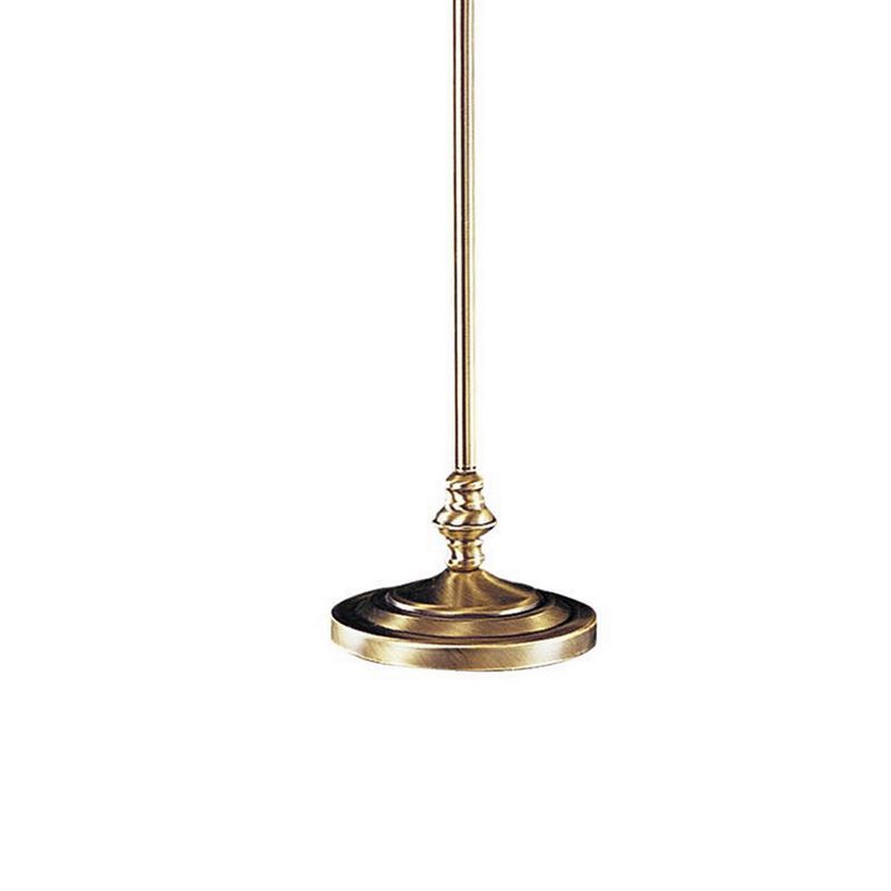 150 Watt Metal Floor Lamp with Swing Arm and Fabric Conical Shade, Gold-Benzara