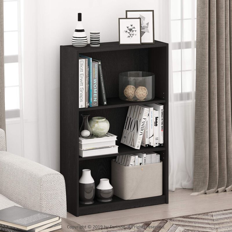 FurinnoFURINNO JAYA Simple Home 3-Tier Adjustable Shelf Bookcase, Black