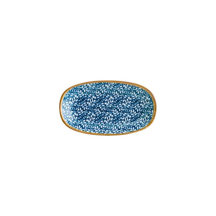 Calif 9.5" x 5.5" x h:1.25" Oval Decorated Porcelain Platter (Set of 2)