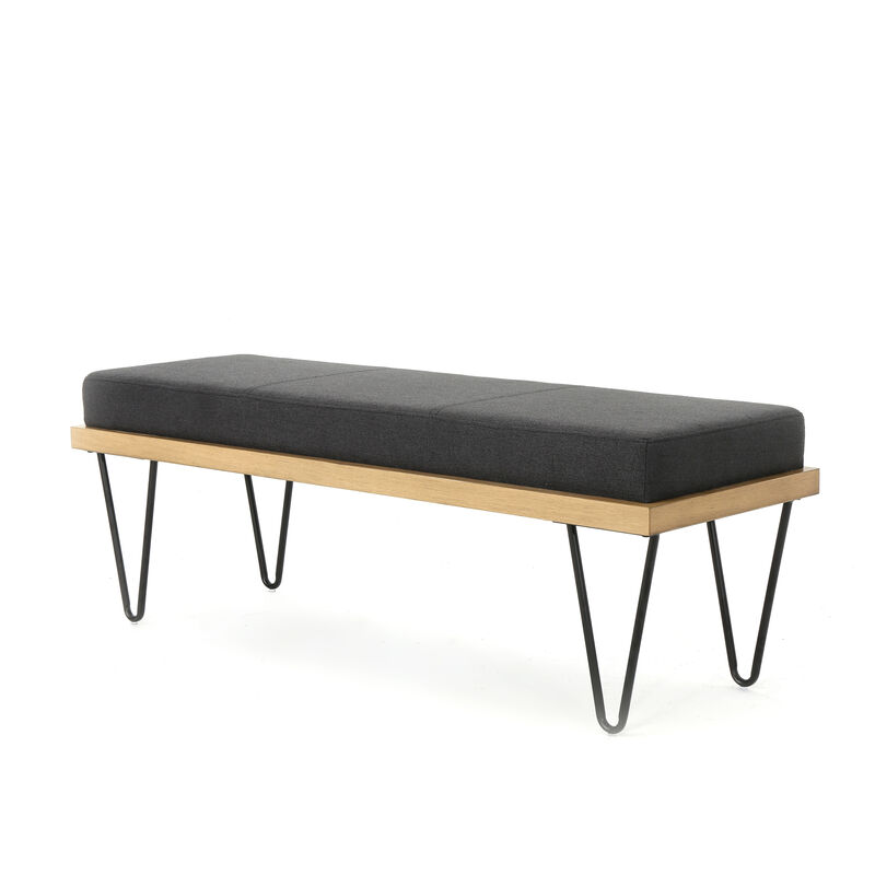 Mid-Century Modern Storage Bench with Hairpin Legs