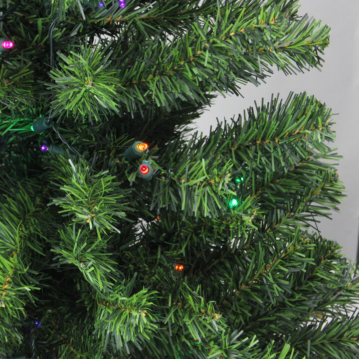 3' Pre-Lit Full Canadian Pine Artificial Christmas Tree - Multicolor LED Lights
