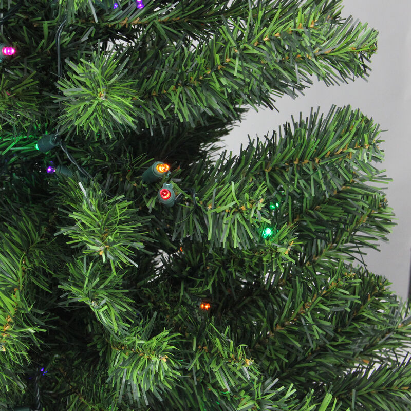 3' Pre-Lit Full Canadian Pine Artificial Christmas Tree - Multicolor LED Lights