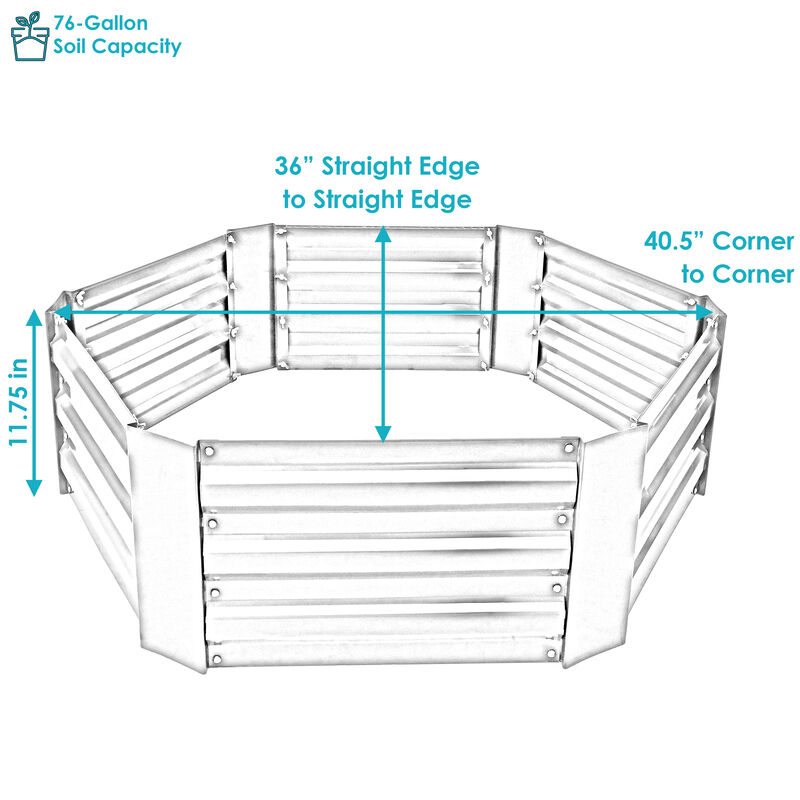 Sunnydaze Galvanized Steel Hexagon Raised Garden Bed - 40 in