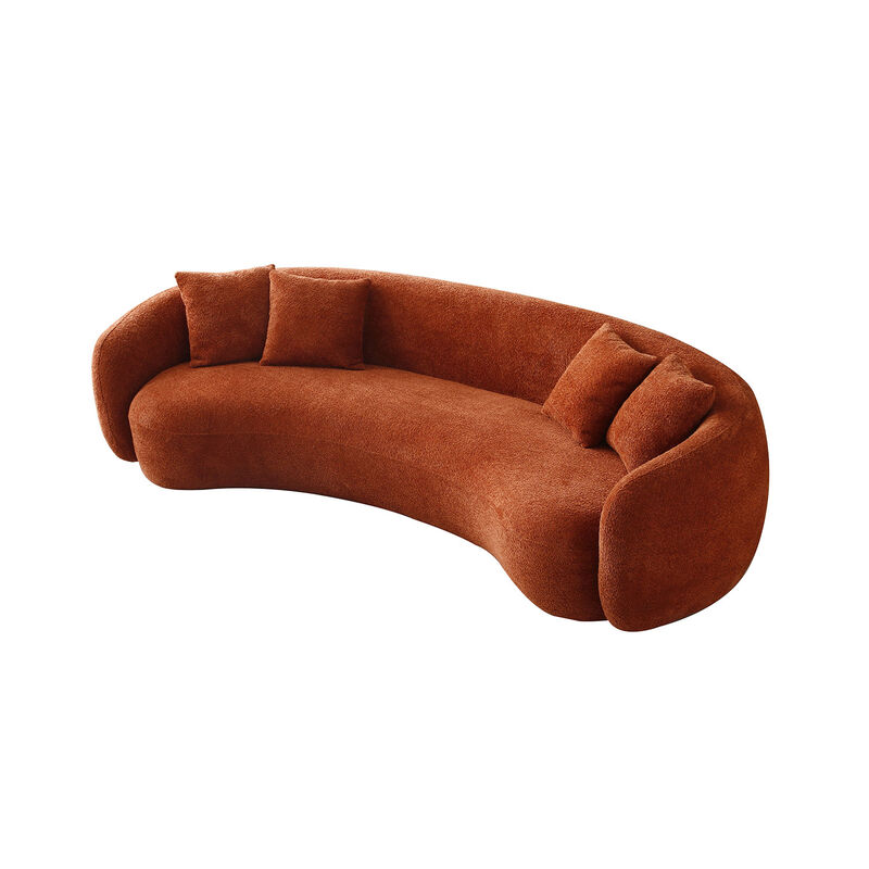 5 Seater Sofa Modern Sectional Half Moon Leisure Couch Curved Sofa in Teddy Fleece