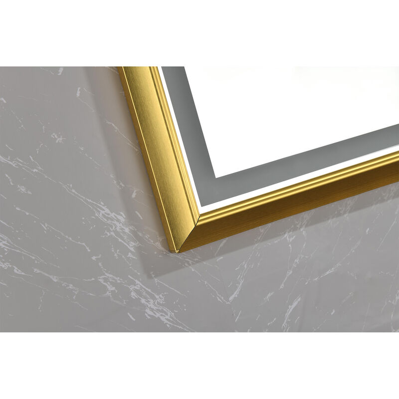 LED Frontlit Bathroom Mirror Wall-Mounted Vanity Mirror with Smart Touch Button for Modern Bathroom Lighting
