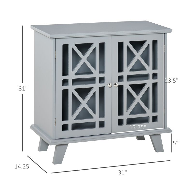 Gray Accent Storage: Sideboard with Fretwork Doors for Kitchen