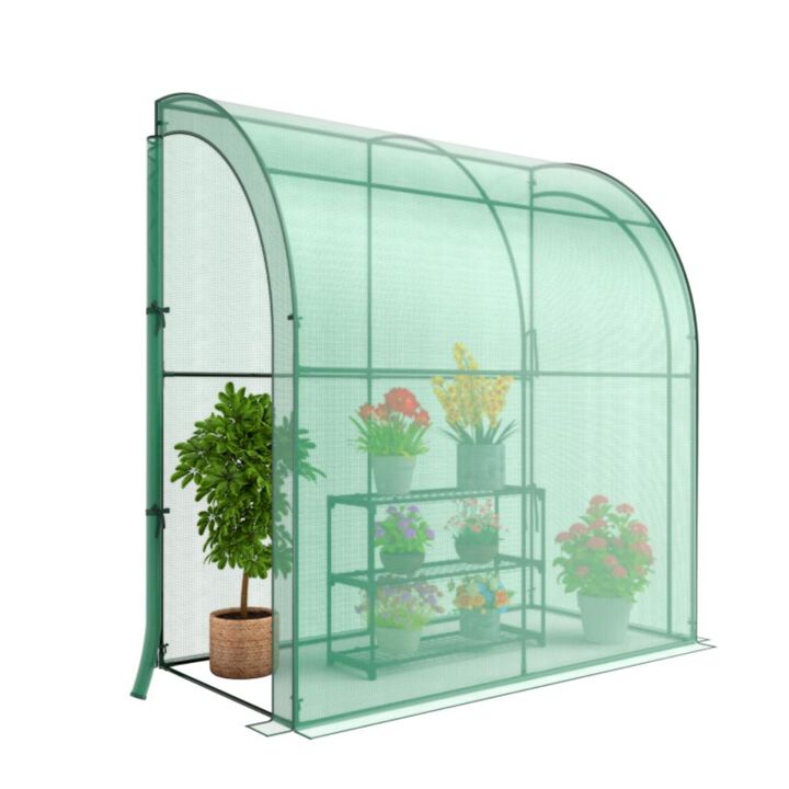 Hivvago 7 x 3.5 x 7 Feet Lean-to Greenhouse with Flower Rack