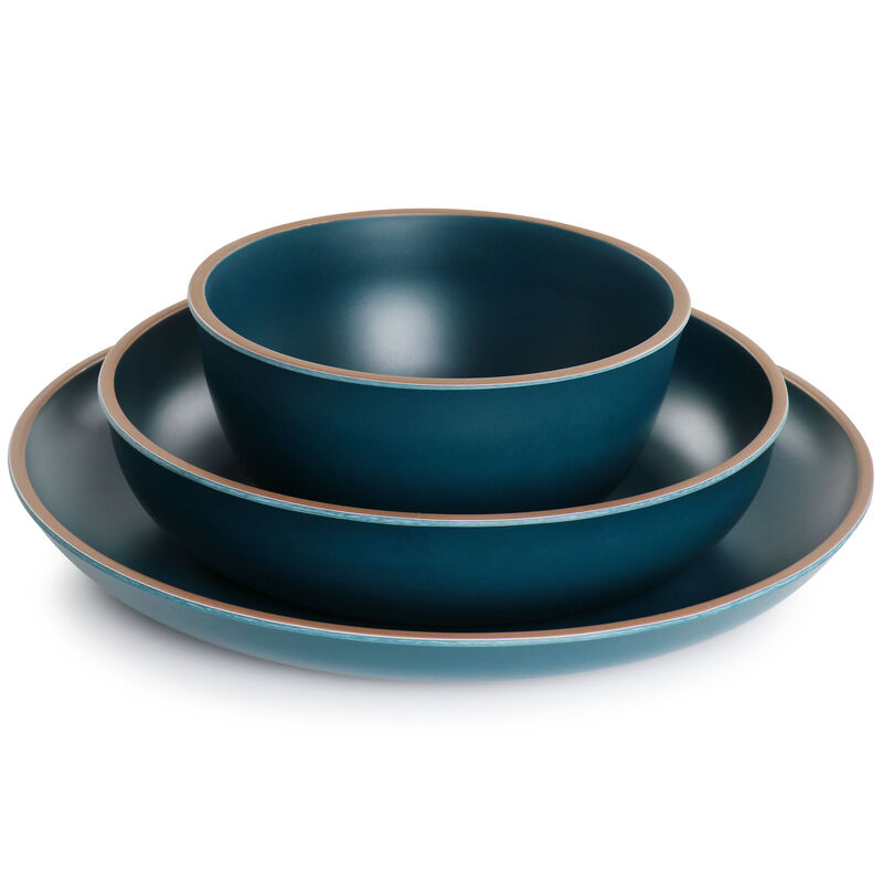 Gibson Home Rockabye 12 Piece Melamine Dinnerware Set in Dark Teal