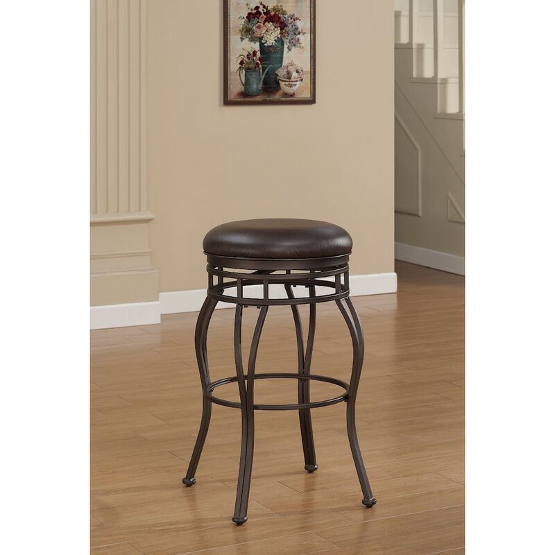 American Woodcrafters Sienna 26 Backless Metal Swivel Stool - Russet Brown