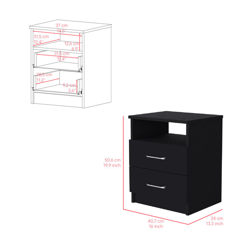 Nightstand Olivenza, Bedroom, Black