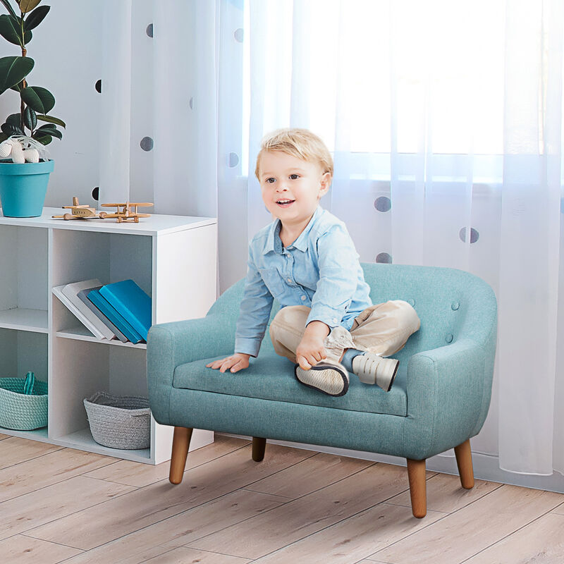 Cozy Children Sofa Couch Sturdy Wood 2 Seat Armrest Chair Kids Pink