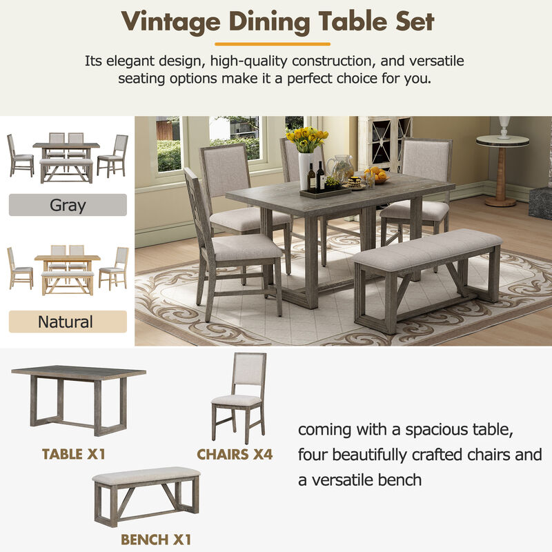 Merax 6-Piece Retro Wood Dining Set
