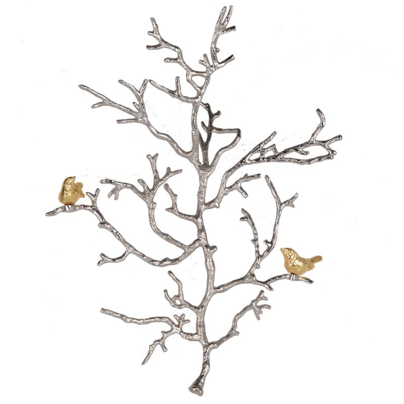 Splendid Aluminum Branch Wall Sculpture, Small, Silver-Benzara