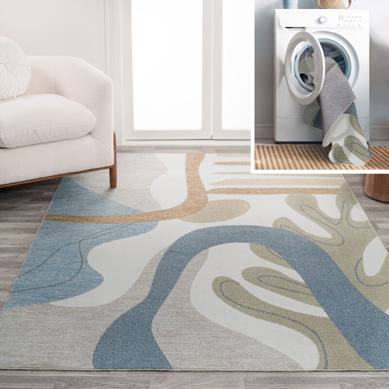 Algae Abstract Glam Botanical Machine-Washable Area Rug