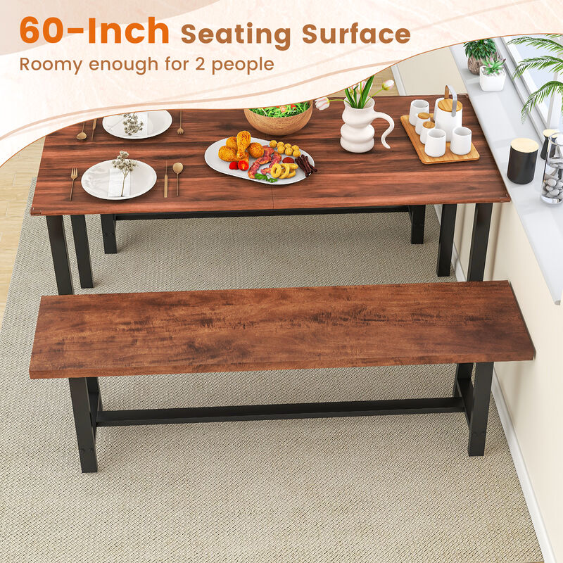 3-Person Dining Bench, Entryway Shoe Bench with Metal Frame for Storage and Seating