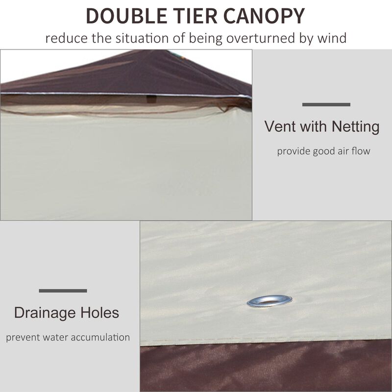 Beige Event Shelter: 12'x12' Pop Up Canopy with Mesh Sidewalls
