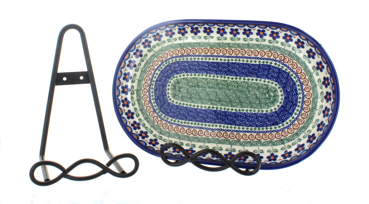 Blue Rose Polish Pottery Large 8" Loop Design Plate Rack