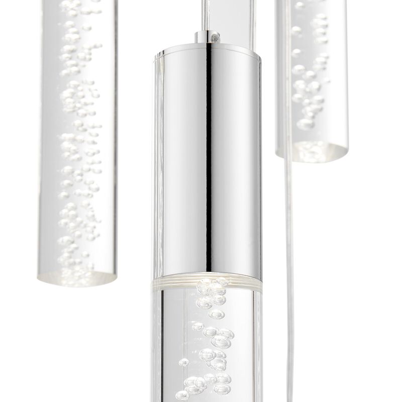 Sparkling Night Chandelier Chrome Metal and Acrylic 13 LED Light Dimmable