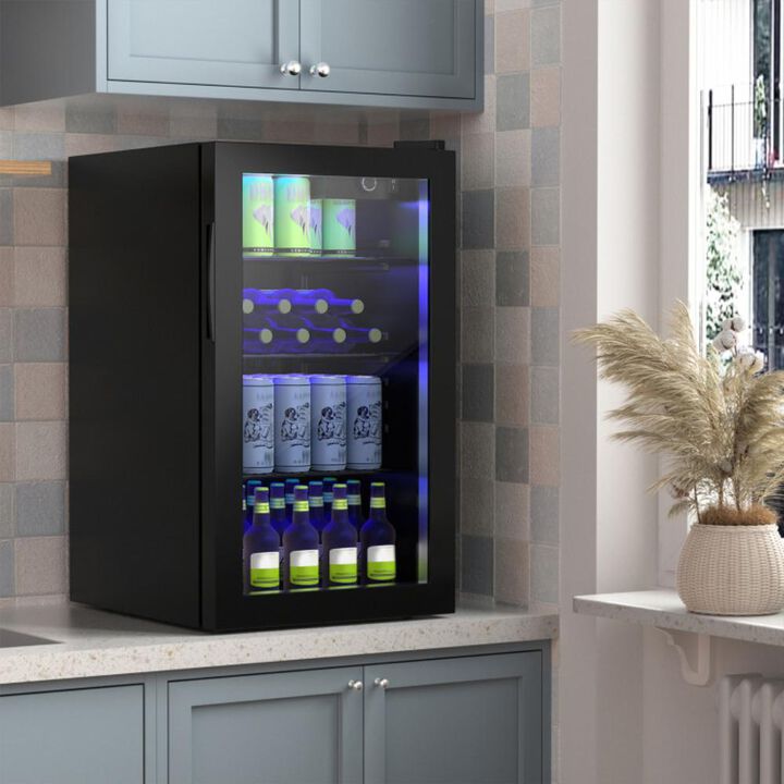Hivvago 120 Can Beverage Mini Refrigerator with Glass Door