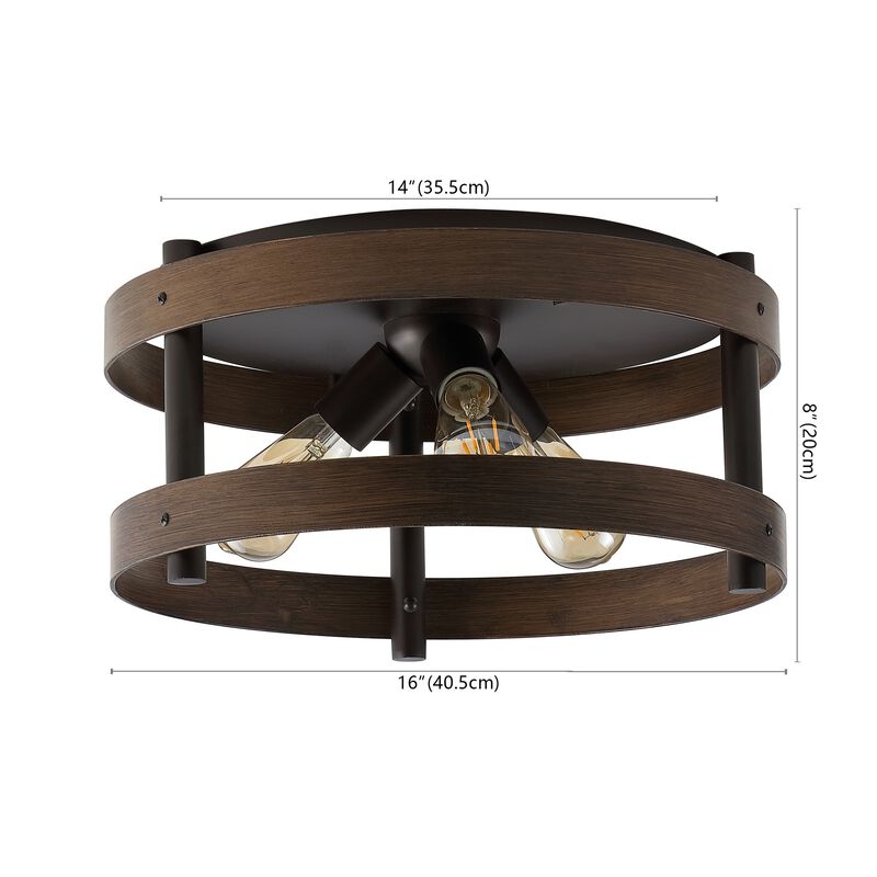 Cooper 3-Light Farmhouse Industrial Iron LED Flush Mount