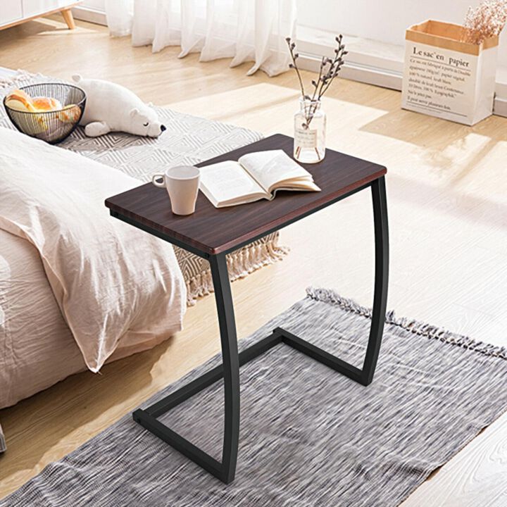 Hivvago Steel Frame C-shaped Sofa Side End Tabl