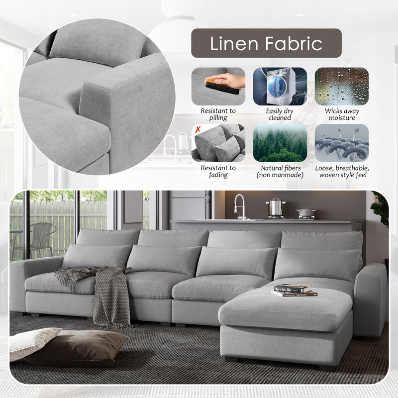 Modern Large L-Shape Feather Filled Sectional Sofa