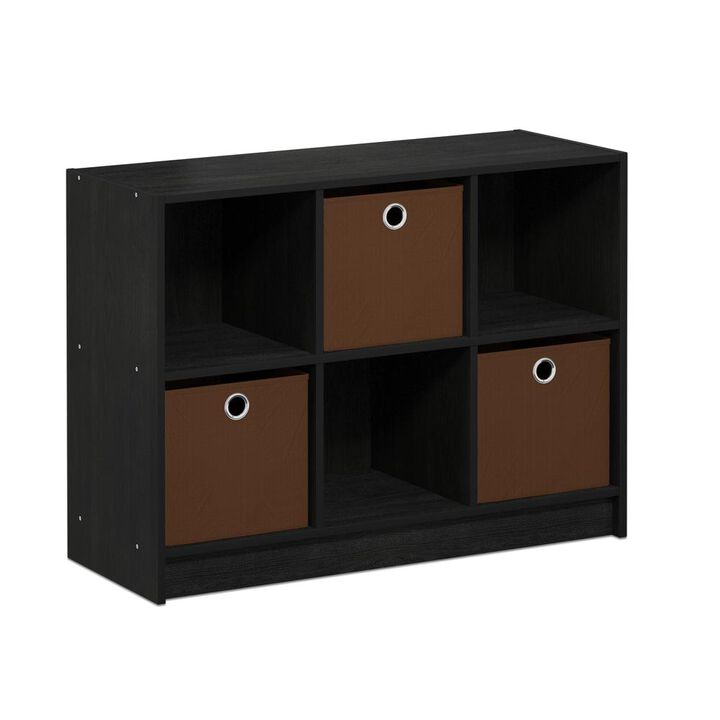 Furinno Basic 3x2 Bookcase Storage w/Bins, Americano/Medium Brown