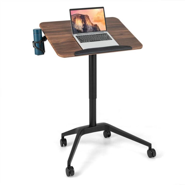 Hivvago Pneumatic Standing Desk with Anti-fall Baffle and Cup Holder