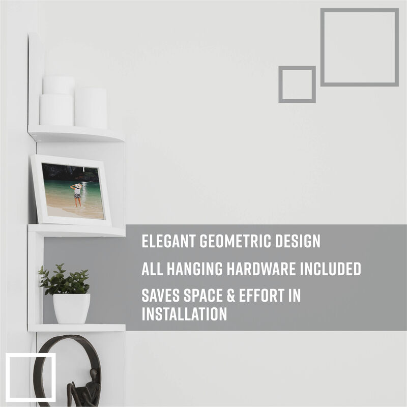 Large Laminated Corner Wall Mount Shelf