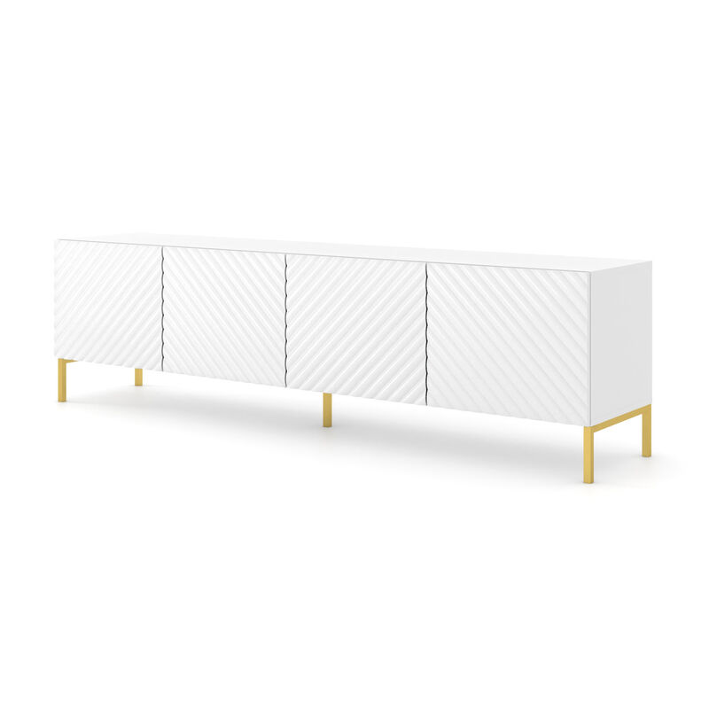 TV Cabinet SURF 78.58 in - Black High Gloss - Gold Legs