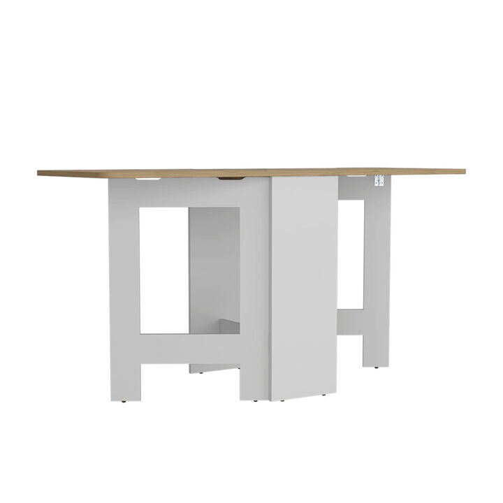Folding Dining Table Evart, Living Room, White / Macadamia